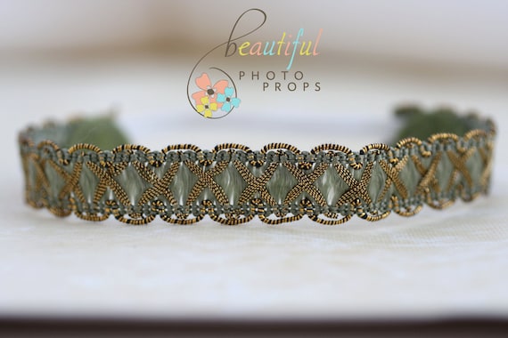 Victorian Halo Headband in Olive Green - Etsy
