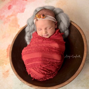 Koralle Rot Rüschen Stretch Wrap, Newborn Photo Prop, Rüschen Wrap, Neugeborenen Posing Stoff, Baby Stretch Wrap, Neugeborenen Swaddle Decke