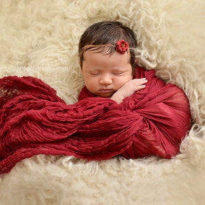 Burgundy Red Cheesecloth Baby Wrap Cheese Cloth Newborn Photography Prop image 1