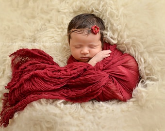 Burgundy Red Cheesecloth Baby Wrap Cheese Cloth Newborn Photography Prop