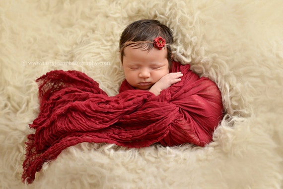 Burgundy Red Cheesecloth Baby Wrap 