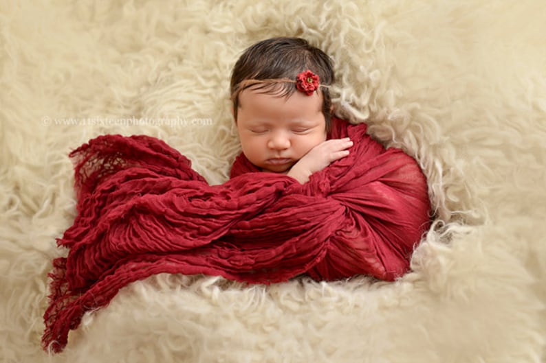 Burgundy Red Cheesecloth Baby Wrap Cheese Cloth Newborn Photography Prop image 1