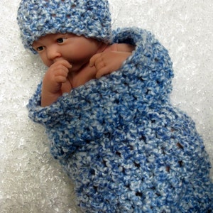 Newborn Cocoon Beanie Hat Set Blue Skies image 4