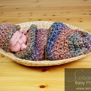 Newborn Cocoon Beanie Hat Set in Watercolors