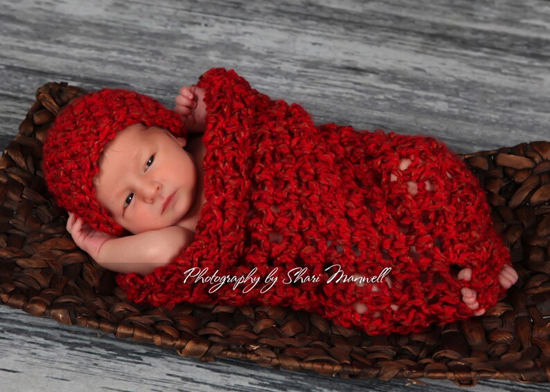 Newborn Baby Cocoon in Red image 1