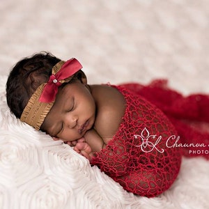 Roter Fischnetz-Gewebe-Spitzen-Verpackungs-neugeborenen Fotografie-Requisite, die Swaddle aufwirft