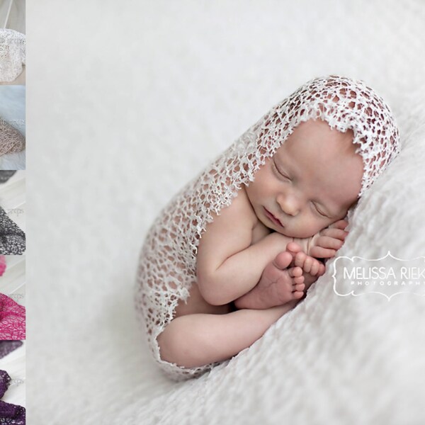 Fishnet Lace Wrap Newborn Photography Prop - You Choose Color