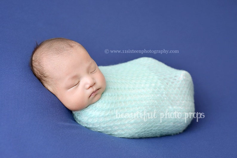 Baby Blue Mohair Knit Wrap Newborn Photography