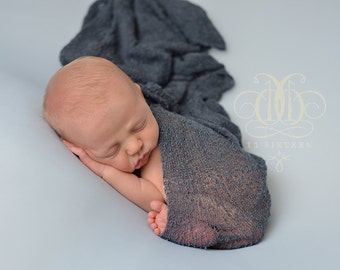 Dark Gray Stretch Knit Wrap Newborn Photography Prop Cocoon Baby Swaddle