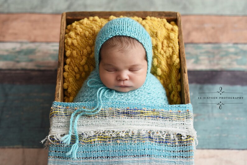 Baby Blue Mohair Knit Wrap Newborn Photography