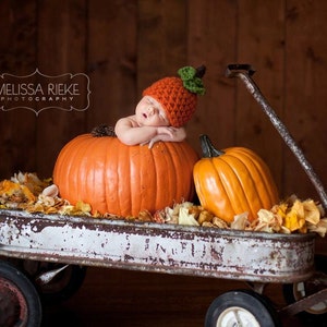 Chunky Pumpkin Orange Newborn Knot Hat 画像 2