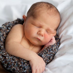 Brown & Blue Chunky Newborn Cocoon