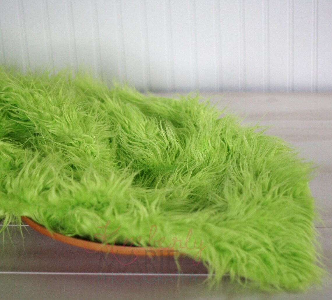 Lime Green Mongolian Faux Fur Rug Nest Photography Photo Prop Etsy