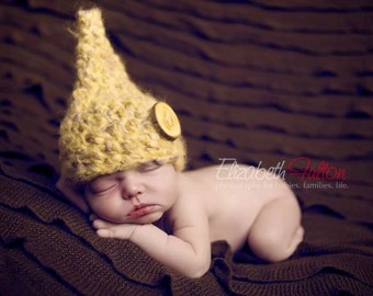 Newborn Baby Gnome Hat Fuzzy Beige Elf