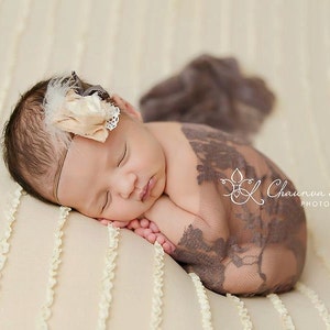 Toffee Braun Stretch Spitze Wrap Neugeborene Fotografie Requisite Baby Swaddle
