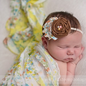 Rüschen Stretch Stoff Wrap Gelb Blumen Neugeborene Fotografie Requisite Posing Swaddle