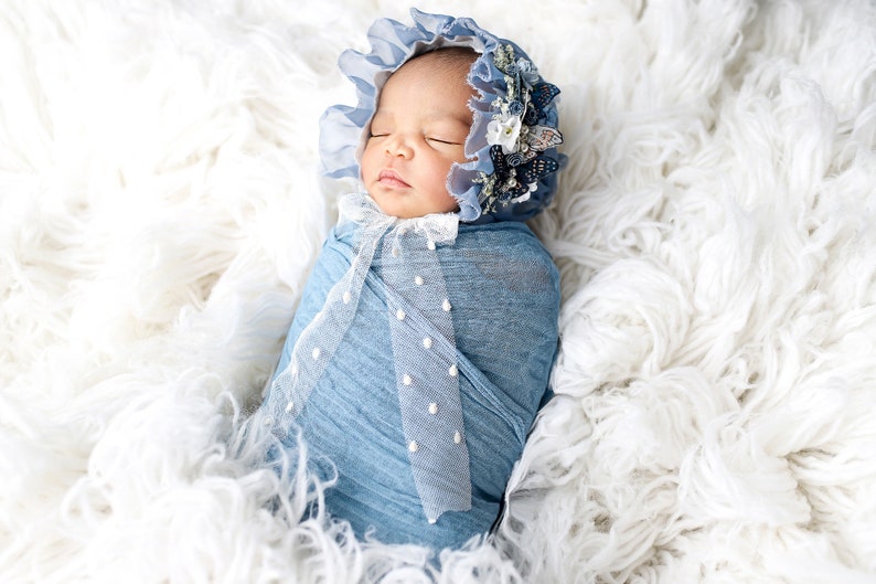 Denim Blue Cheesecloth Baby Wrap Cheese Cloth Newborn Photography zdjęcie 2