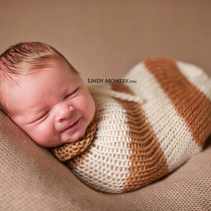 Caramel Brown and Cream Swaddle Sack Newborn Baby Photography Prop