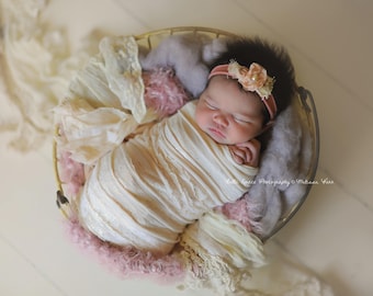 Newborn Photo Prop, Newborn Photography Prop, Blush Gold Ruffle Wrap, Baby Photo Prop, Newborn Photo Prop Girl, Newborn Photography Wrap