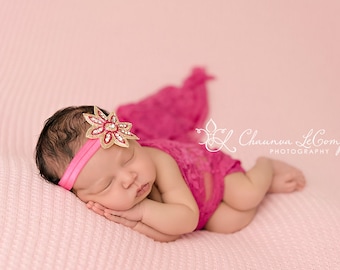 Stretch Lace Wrap Fuschia Hot Pink Newborn Photography Prop Baby Swaddle