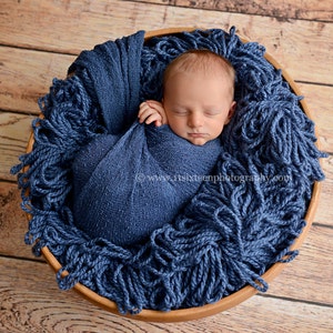 Dunkelblaue Jeans Stretch Strick Wrap Neugeborenen Fotografie