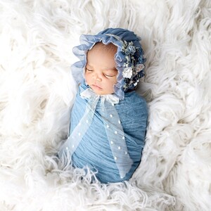 Denim Blue Cheesecloth Baby Wrap Cheese Cloth Newborn Photography zdjęcie 5