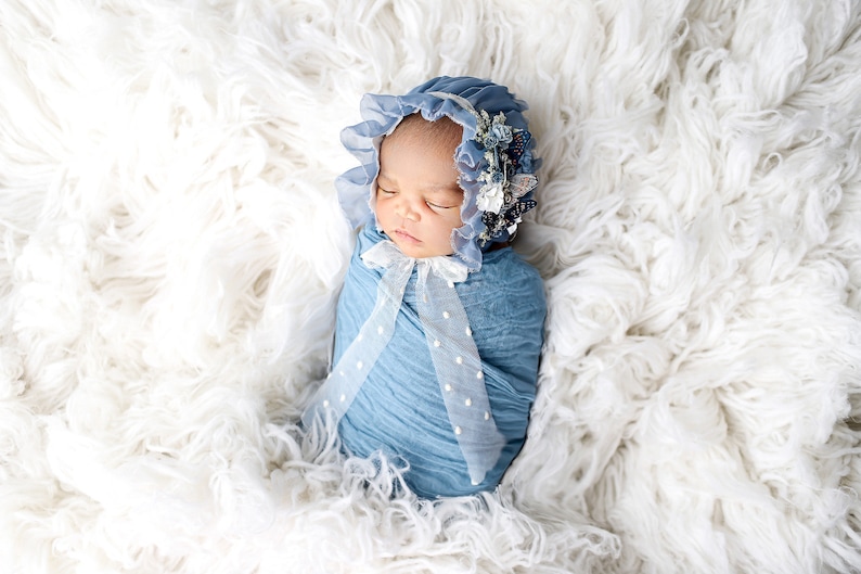 Denim Blue Cheesecloth Baby Wrap Cheese Cloth Newborn Photography zdjęcie 5