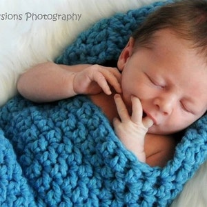 Chunky Newborn Hooded Cocoon in Sky Blue image 1