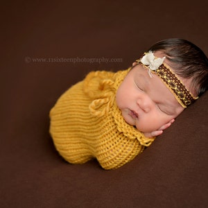 Golden Mustard Yellow Swaddle Sack Newborn Baby Photography Prop