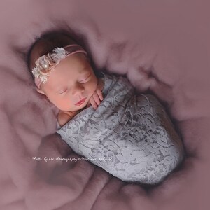 Silber Grau Stretch Spitze Wrap Neugeborenen Fotografie Requisite Baby Swaddle