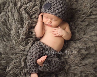 Newborn Hat, Newborn Pants, Baby Hat, Baby Pants, Gray Hat, Gray Pants, Newborn Pants Set, Baby Photography, Newborn Photography, Photo Prop
