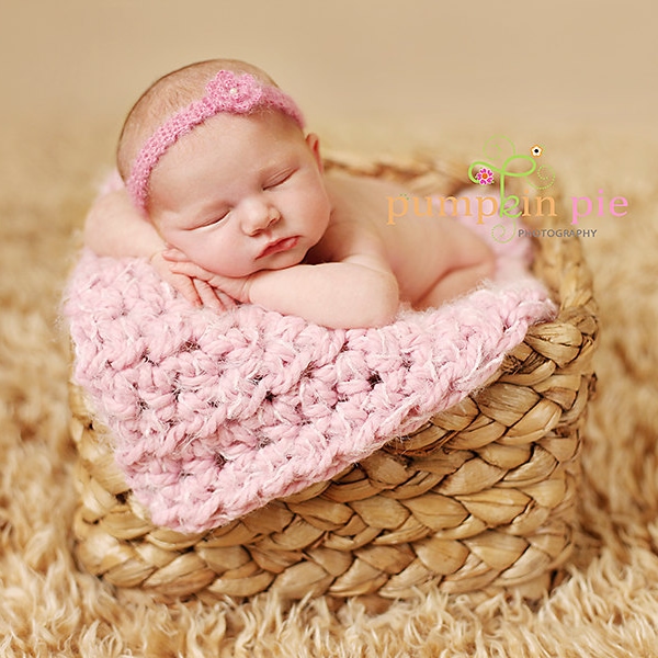 Adereço fotográfico para cobertor de bebê recém-nascido rosa puff