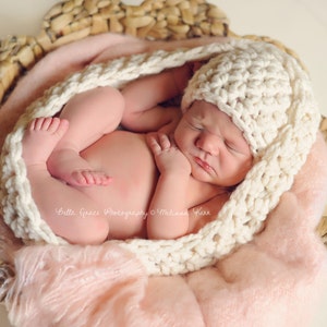 SET Chunky Baby Schale Neugeborenen Ei Hut Set in Creme