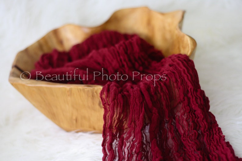 Burgundy Red Cheesecloth Baby Wrap Cheese Cloth Newborn Photography Prop image 2