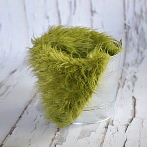 Olive Green Mongolian Faux Fur Rug Nest Photography Photo Prop 30x35 Newborn Baby Toddler image 7