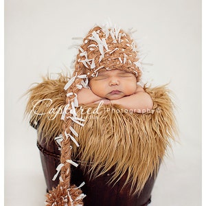 Newborn Pixie Elf Hat Photo Prop in Beige White