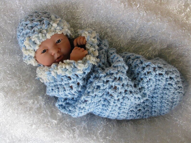 Baby Blue Newborn Cocoon and Beanie Hat Set Etsy