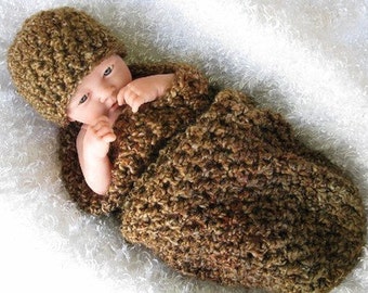 Brown Sugar Newborn Cocoon and Hat Set