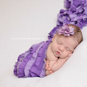 Rüschen Stretch Stoff Wrap Lavendel und Lila gestreift Neugeborenen Fotografie Requisite Schicht