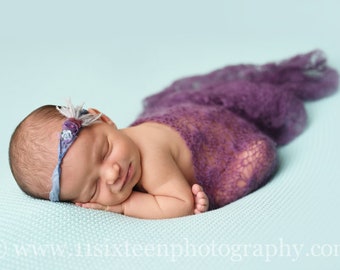Purple Sunflower Mohair Knit Baby Wrap Newborn Photography