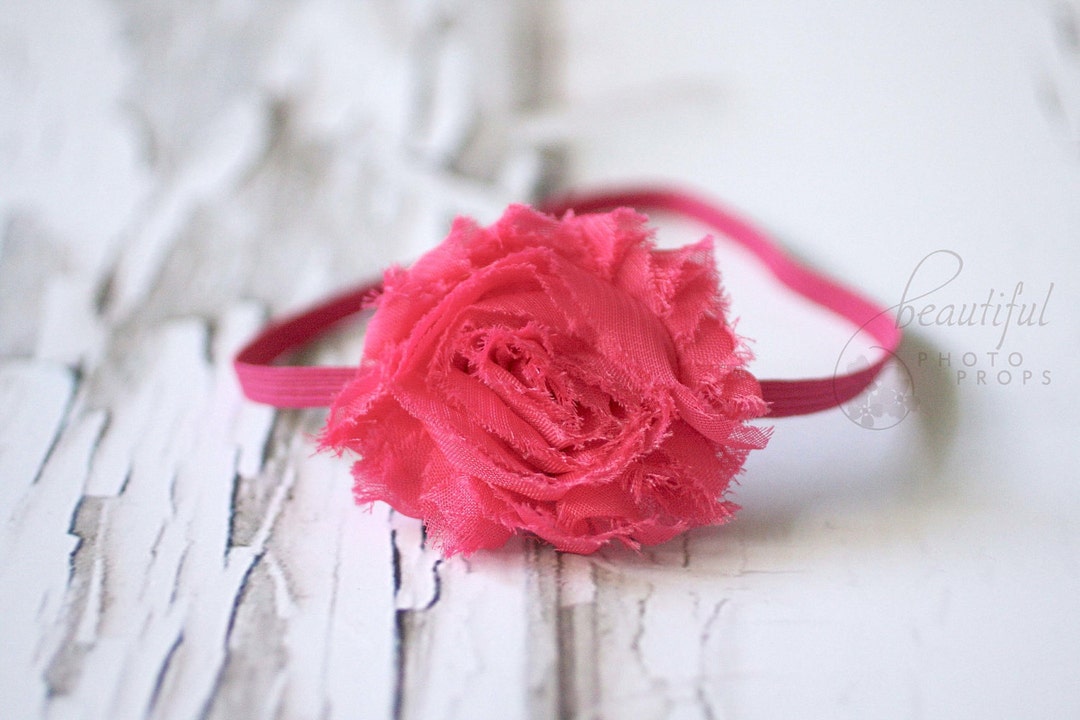 Headband Hot Pink Chiffon Flower Newborn Baby - Etsy
