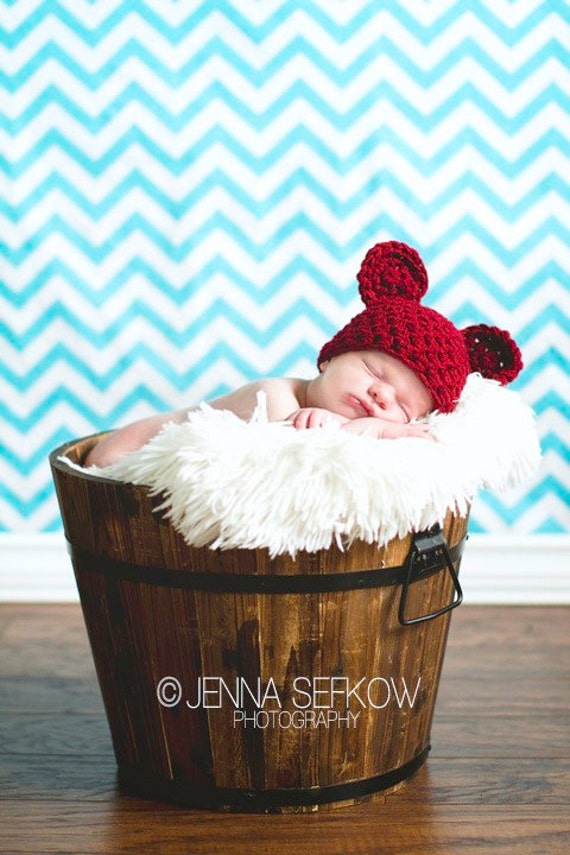 New Born Cap Blended Stuff Bear In Red Color main image 1