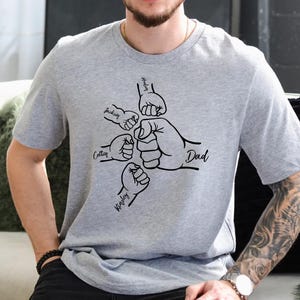 Personalized Fist Bump Dad Shirt, Customize Dad Shirt with Kids Names, Father’s Day Gift, New Dad Gift, Fist Bump Shirt, Gift for Grandpa