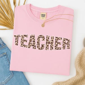 Comfort Colors Leopard Teacher Shirt, Teacher Appreciation Tee, Back to School Shirt, Trendy Teacher Shirt, Unique Gift for Teacher