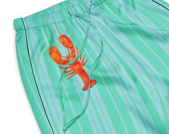 Lobster Pajama Pants: Striped Coastal Sleepwear Bottoms