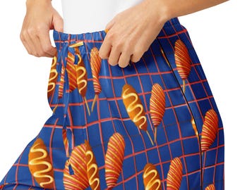 Röda & Blå Rutiga Corn Dog Pyjamasbyxor: Retro Loungebyxor