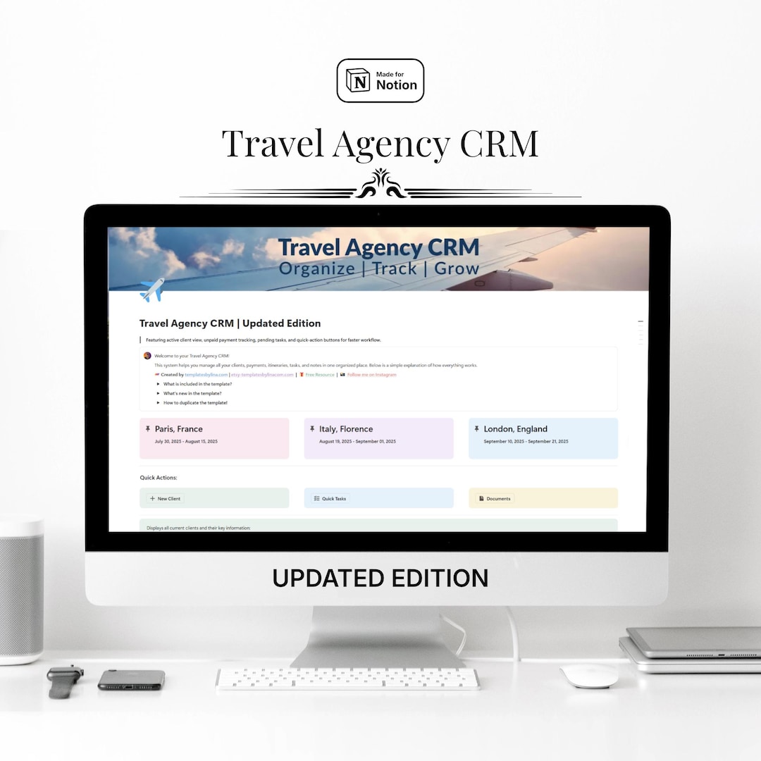 Travel Agency CRM for Notion | Client, Reservations, Payments & Tasks ...