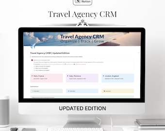 Notion crm-Vorlage für Reisebüros - Minimalist Klient und Buchungs-Tracker