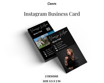 Moderne schwarze Makler Visitenkarte Vorlage - Instagram Style Makler Branding Kit