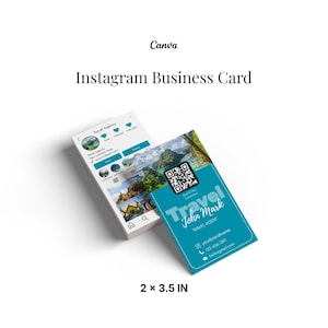 Reisebüro Visitenkarte und Instagram Vorlage - Bearbeitbare Canva Dankeskarte Bild 1